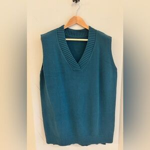 Teal Knit Sweater Vest Women’s Small V-Neck Ribbed